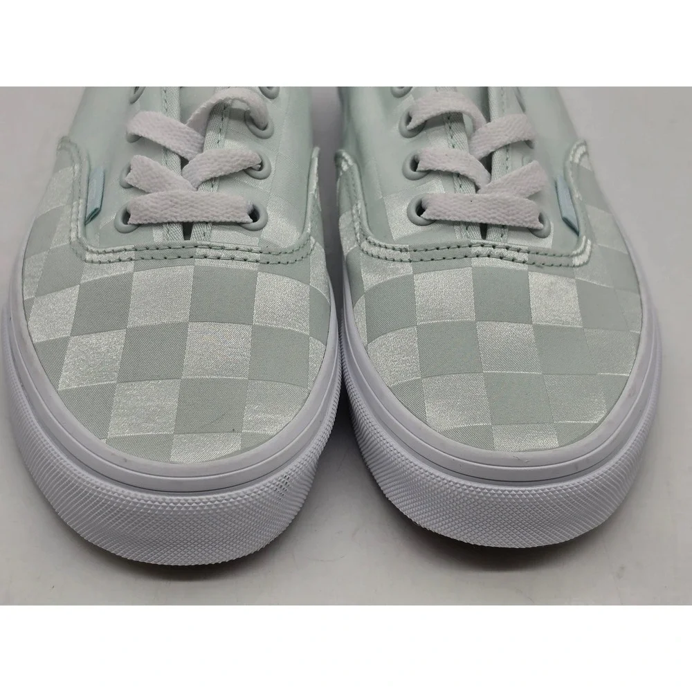 Vans Authentic 5.5 Spa Blue Checkerboard Satin Sneakers Shoes VN000D6G887